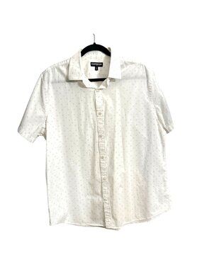 Express Mens White Short Sleeve Button-Up Shirt XL 100% Cotton
